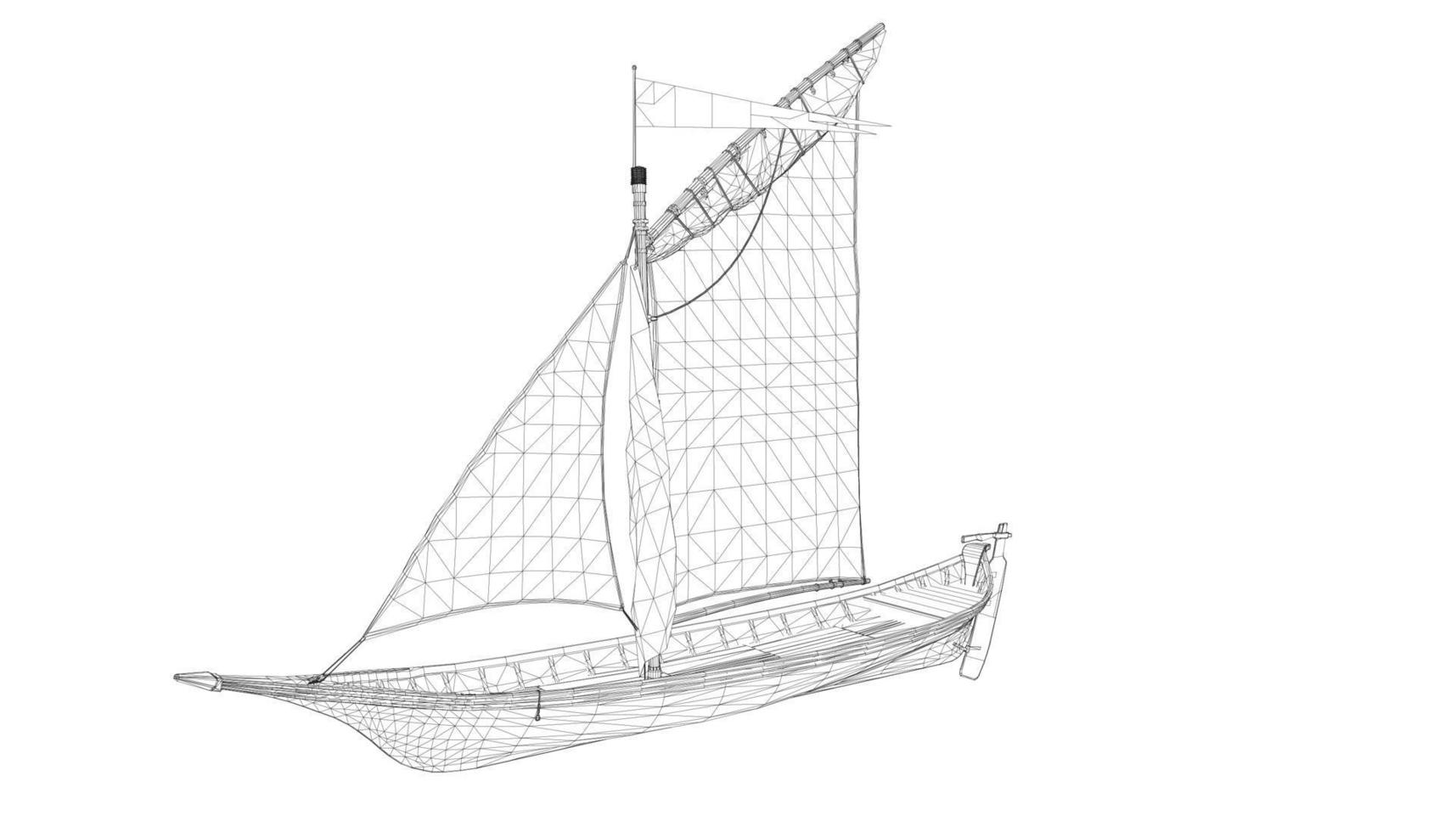 klassieke zeilboot in lineaire stijl vector