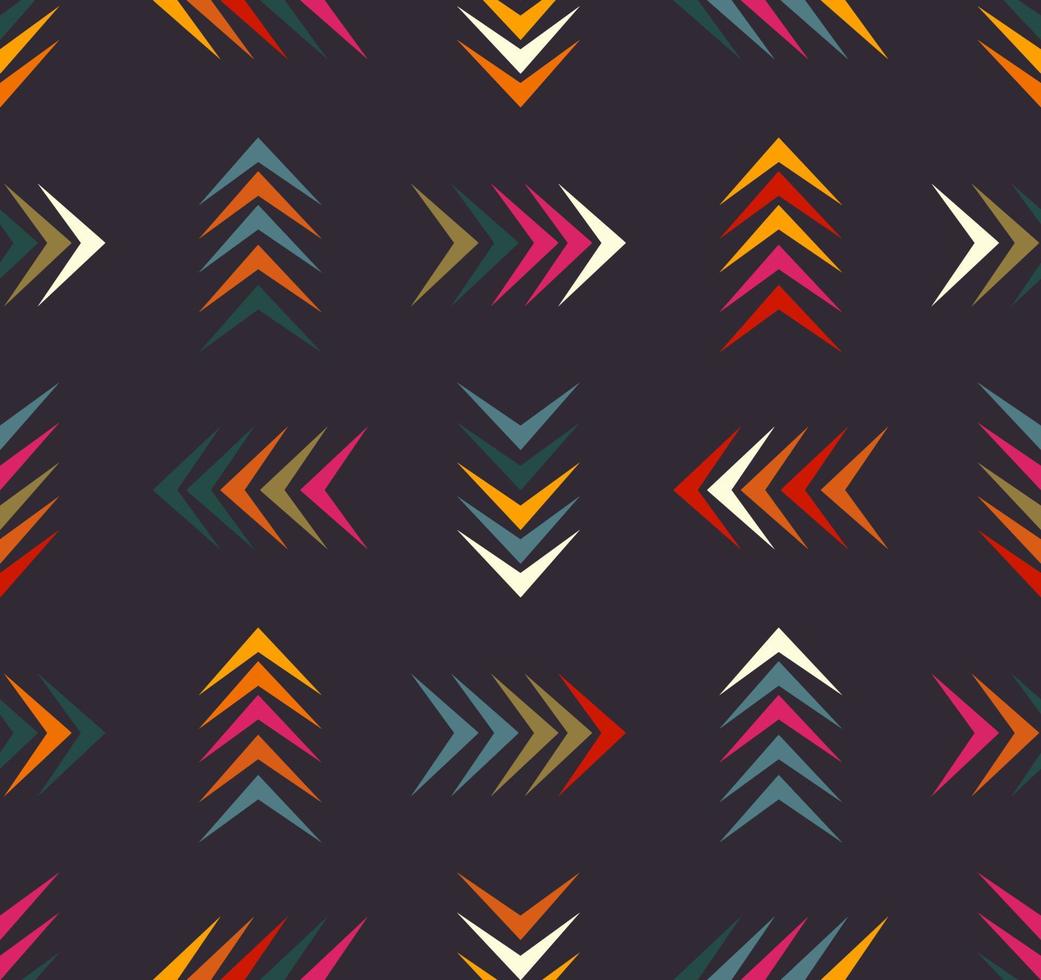 kleine geometrische chevron visgraat vorm naadloze patroon op zwarte achtergrond. etnisch tribal willekeurig kleurontwerp. gebruik voor stof, textiel, interieurdecoratie-elementen, stoffering, verpakking. vector