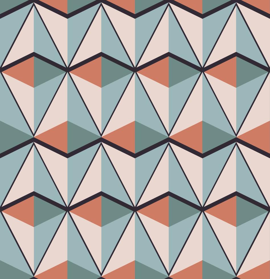 retro vintage bruin-groene kleur abstracte geometrische driehoekige vorm naadloze patroon achtergrond. gebruik voor stof, interieurdecoratie-elementen, verpakking. vector