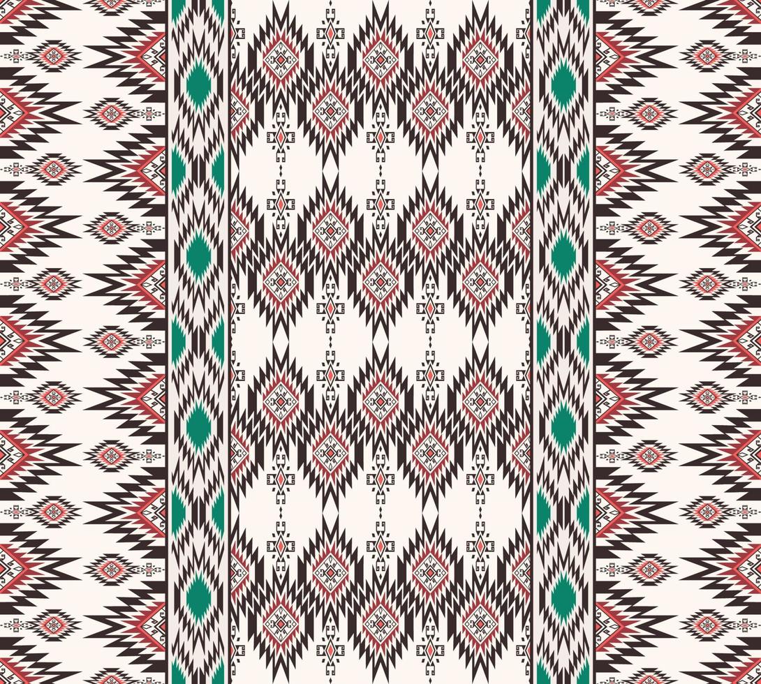 ikat inheemse Azteekse ruit vierkante vorm verticale rand naadloze witte achtergrond. etnisch stammen rood-groen patroonontwerp. gebruik voor stof, textiel, interieurdecoratie-elementen, stoffering. vector