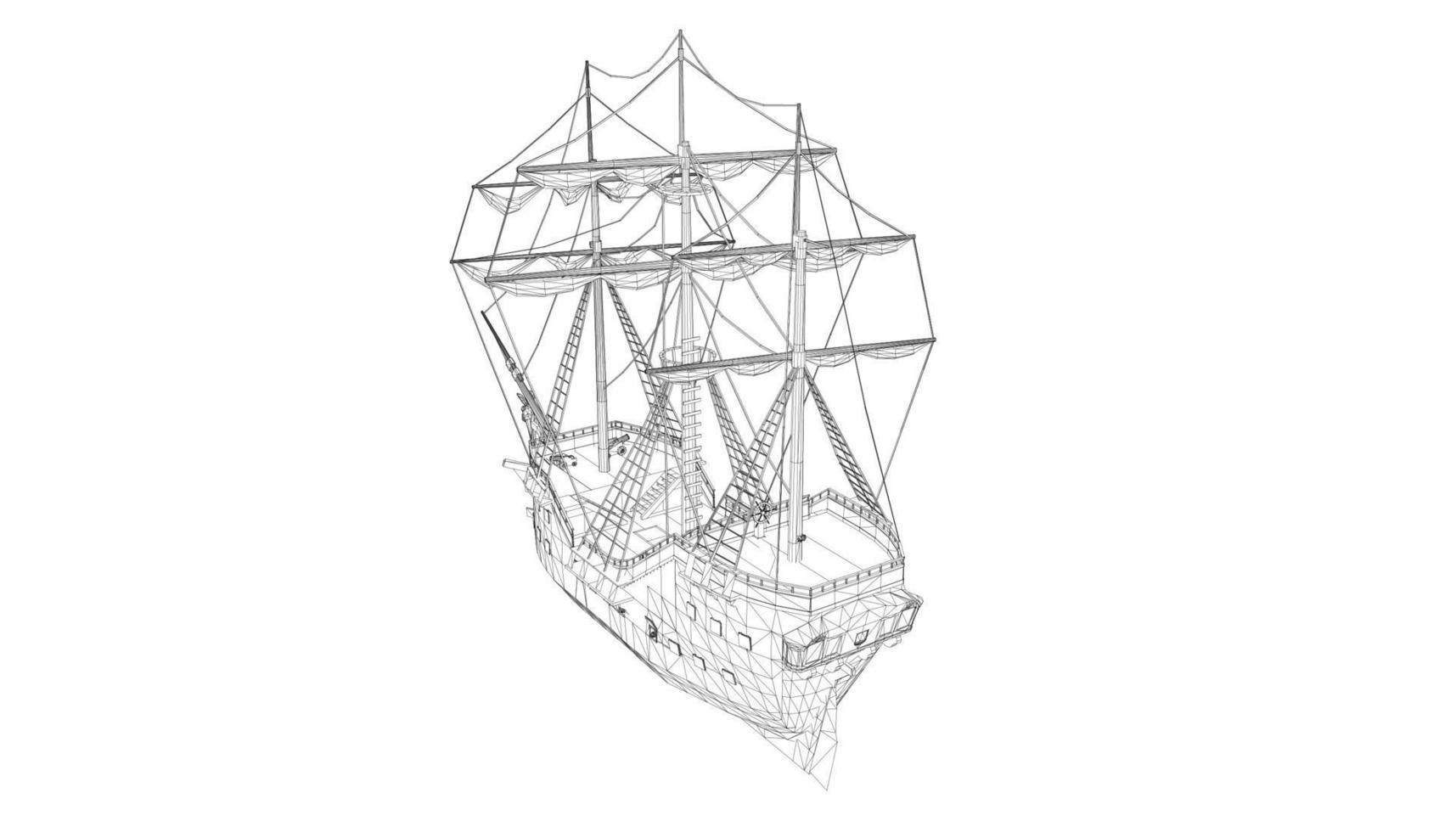 klassieke zeilboot in lineaire stijl vector