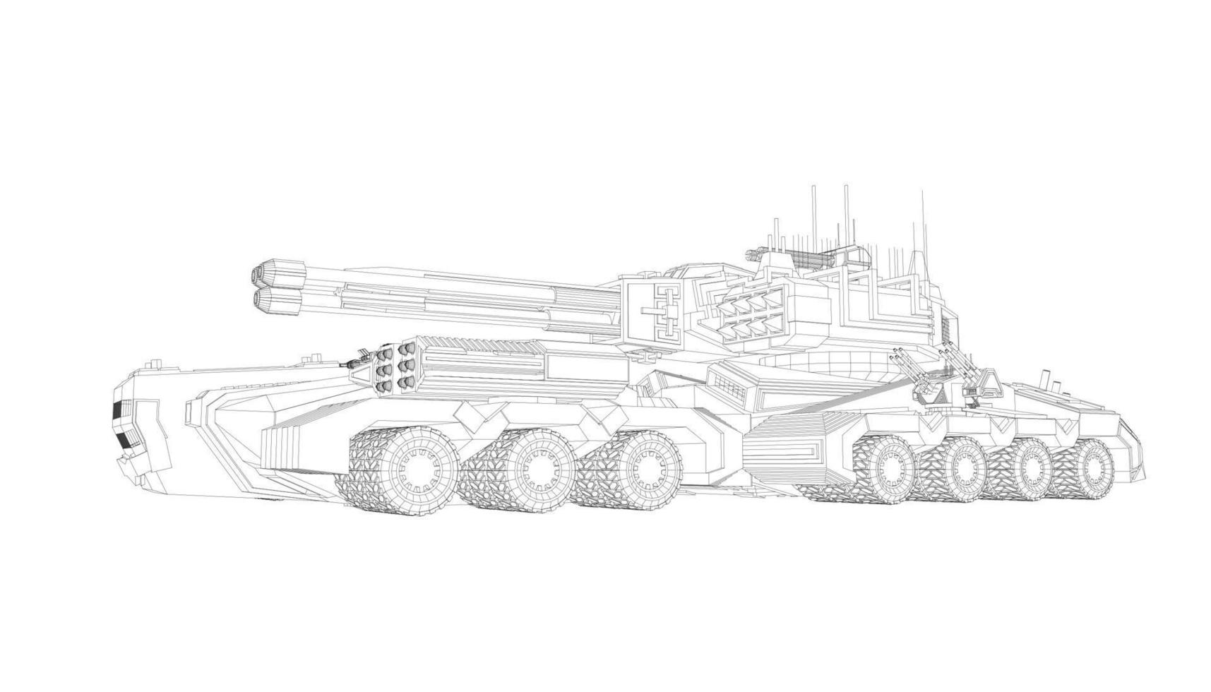 lijntekeningen van torpedojager tank vector