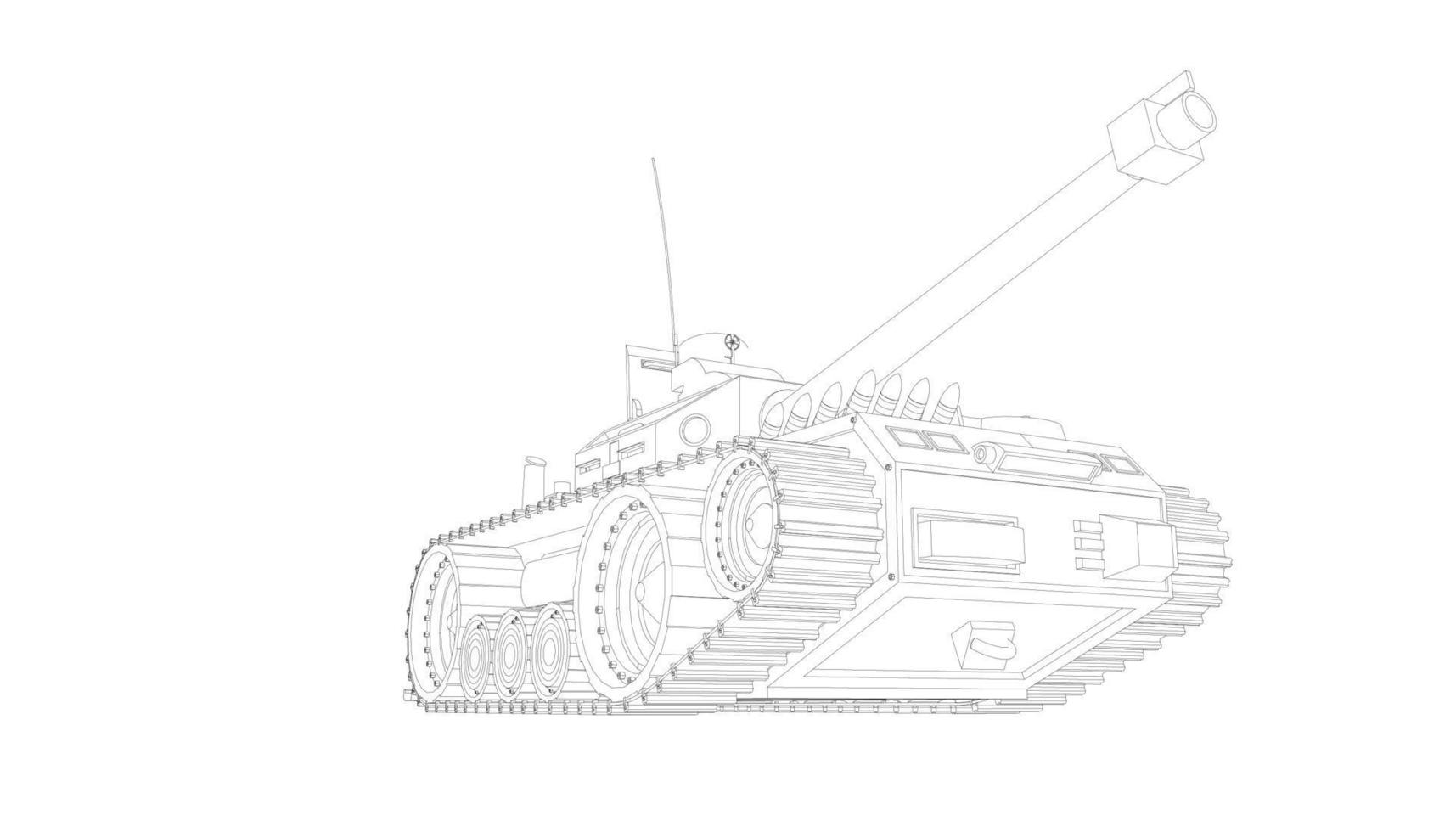 lijntekeningen van torpedojager tank vector