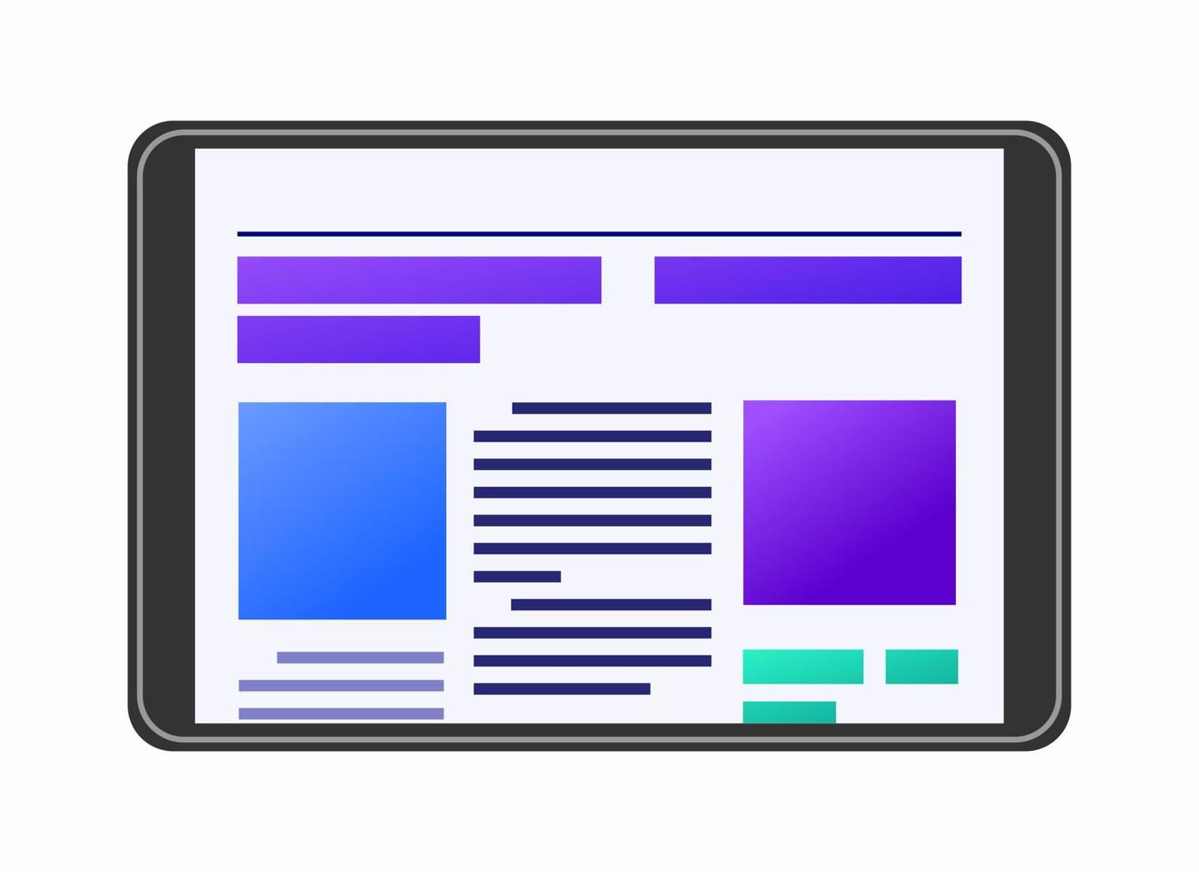 krant op digitale tablet pictogram vectorillustratie voor bedrijfsrapport en presentatie over het lezen van digitale media informatie kop nieuws vector