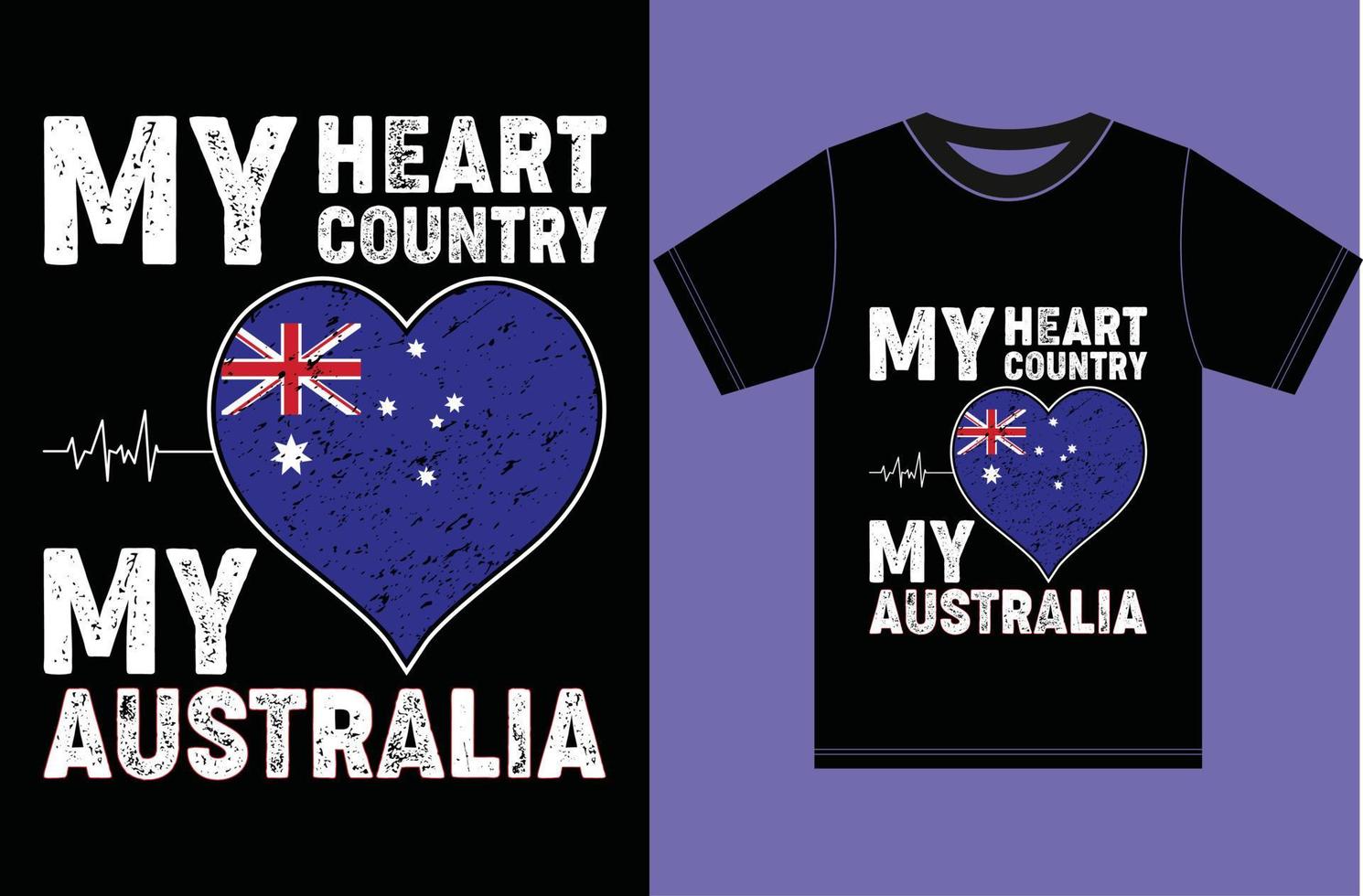 mijn hart, mijn land, mijn Australië. Australië vlag t-shirt ontwerp. vector