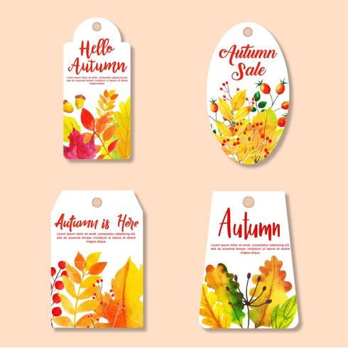 Mooie aquarel herfst labels-collectie vector