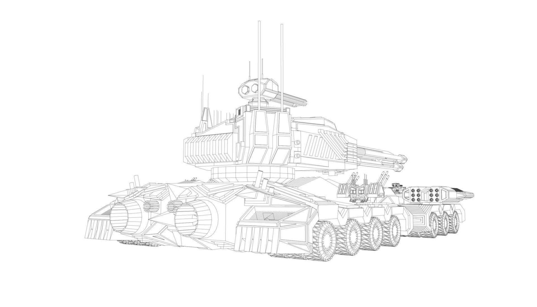 lijntekeningen van torpedojager tank vector