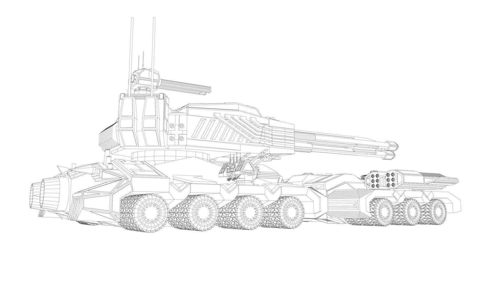 lijntekeningen van torpedojager tank vector