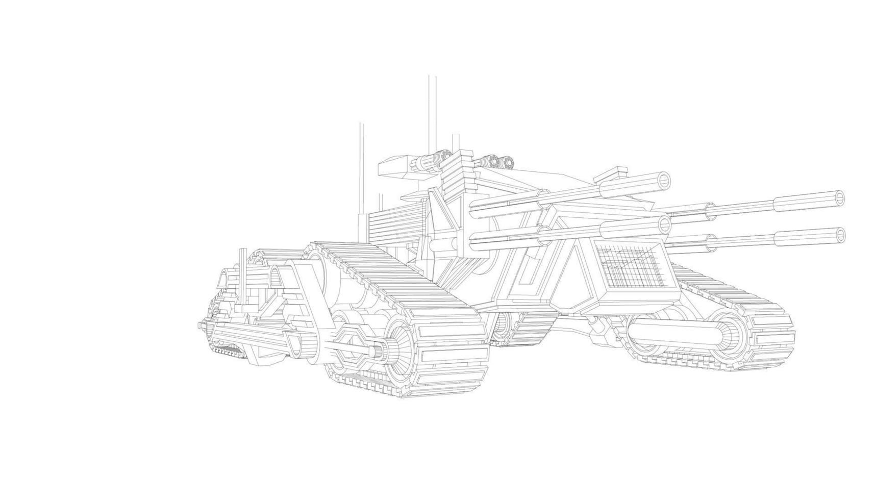 lijntekeningen van militaire tanks vector