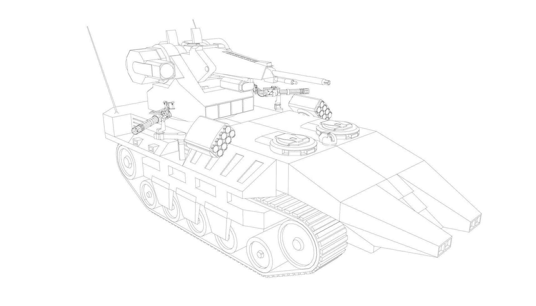 lijntekeningen van torpedojager tank vector