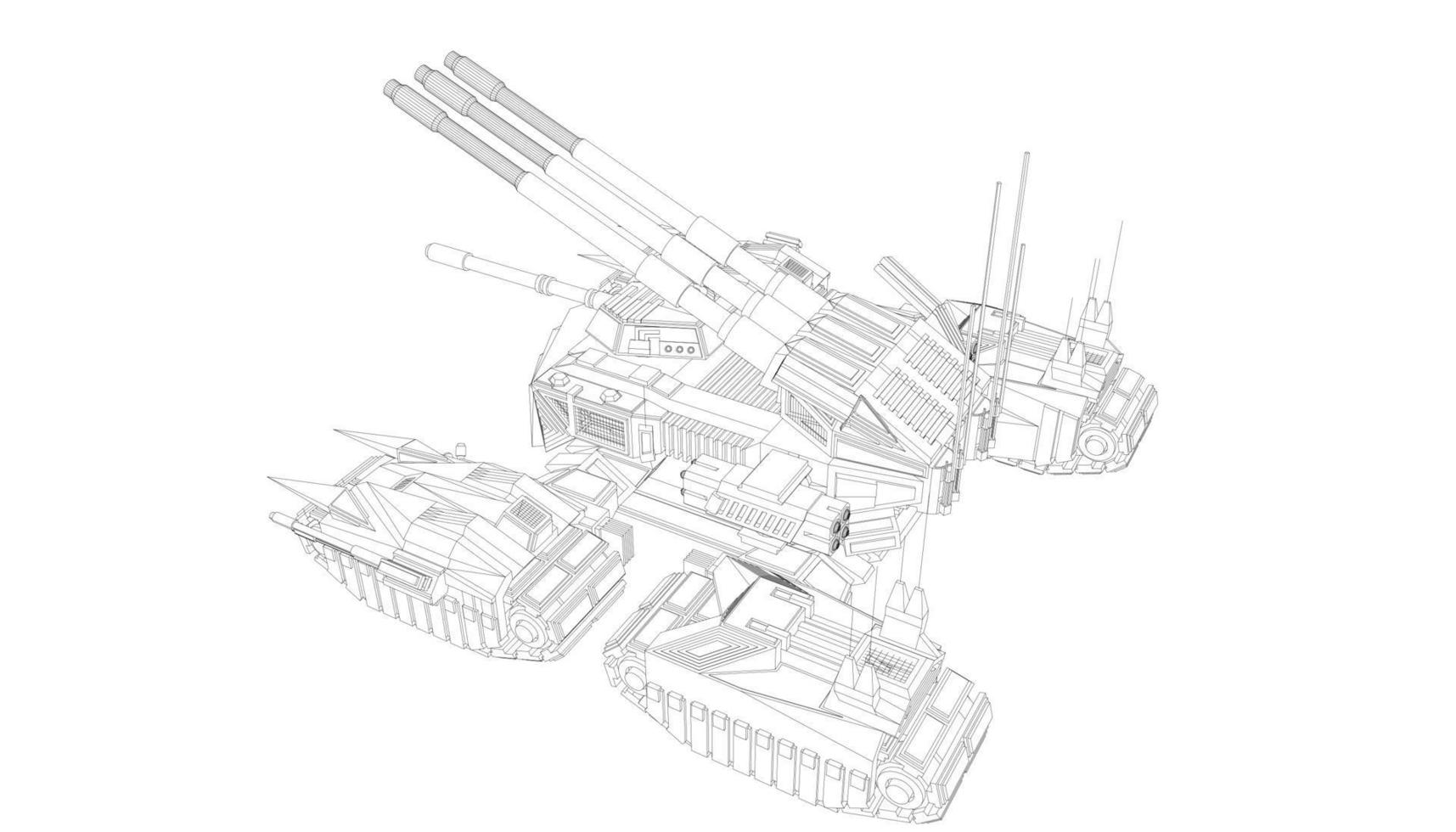 lijntekeningen van militaire tanks vector