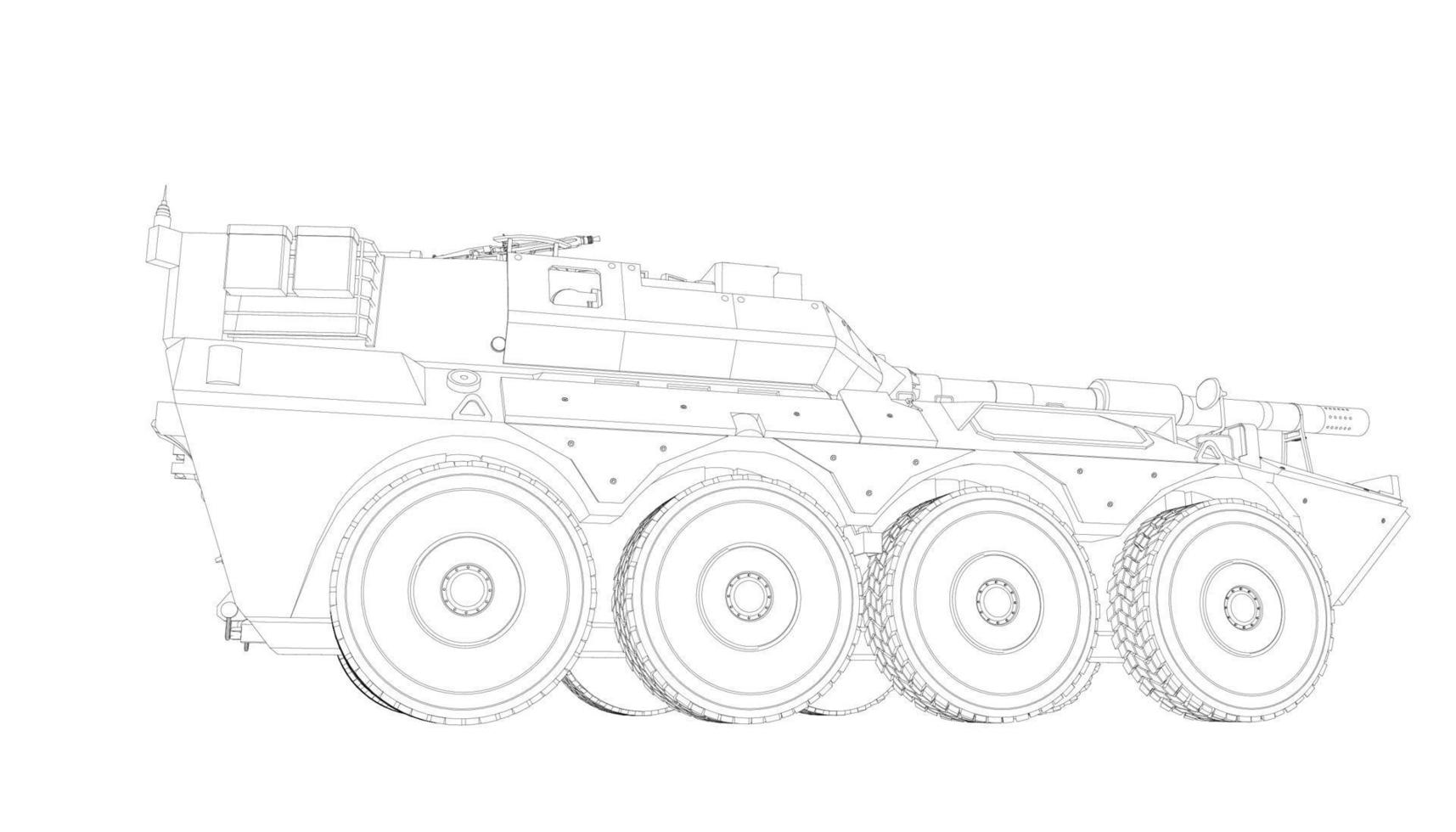 lijntekeningen van torpedojager tank vector