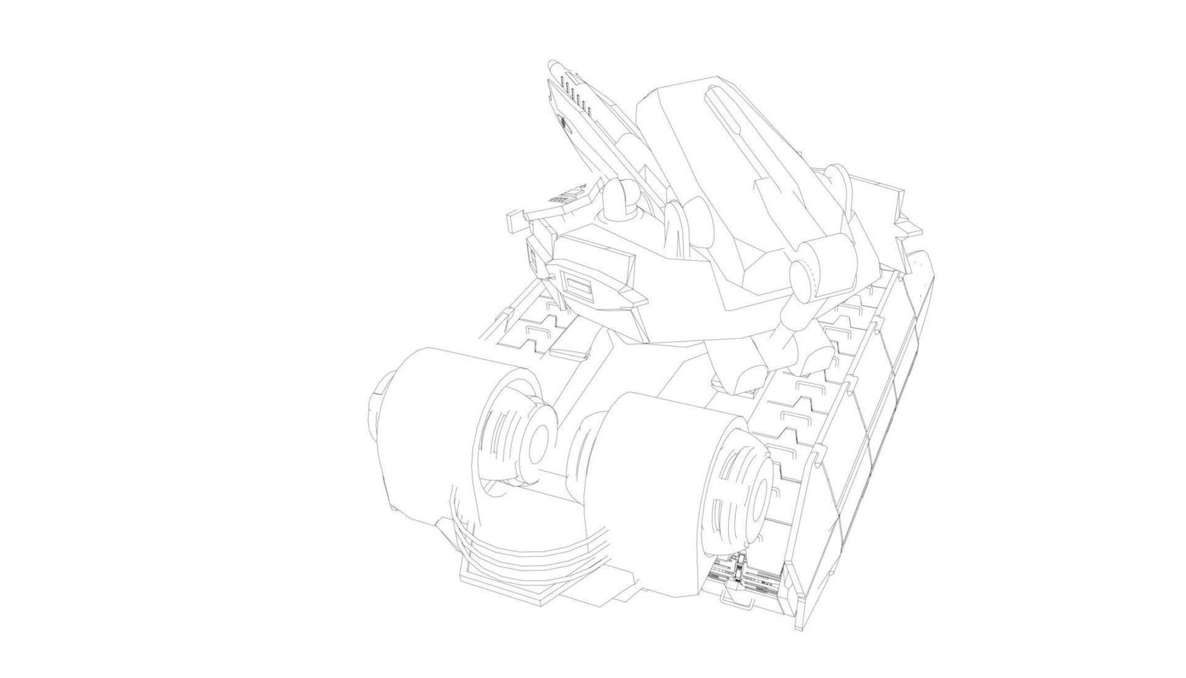 lijntekeningen van torpedojager tank vector