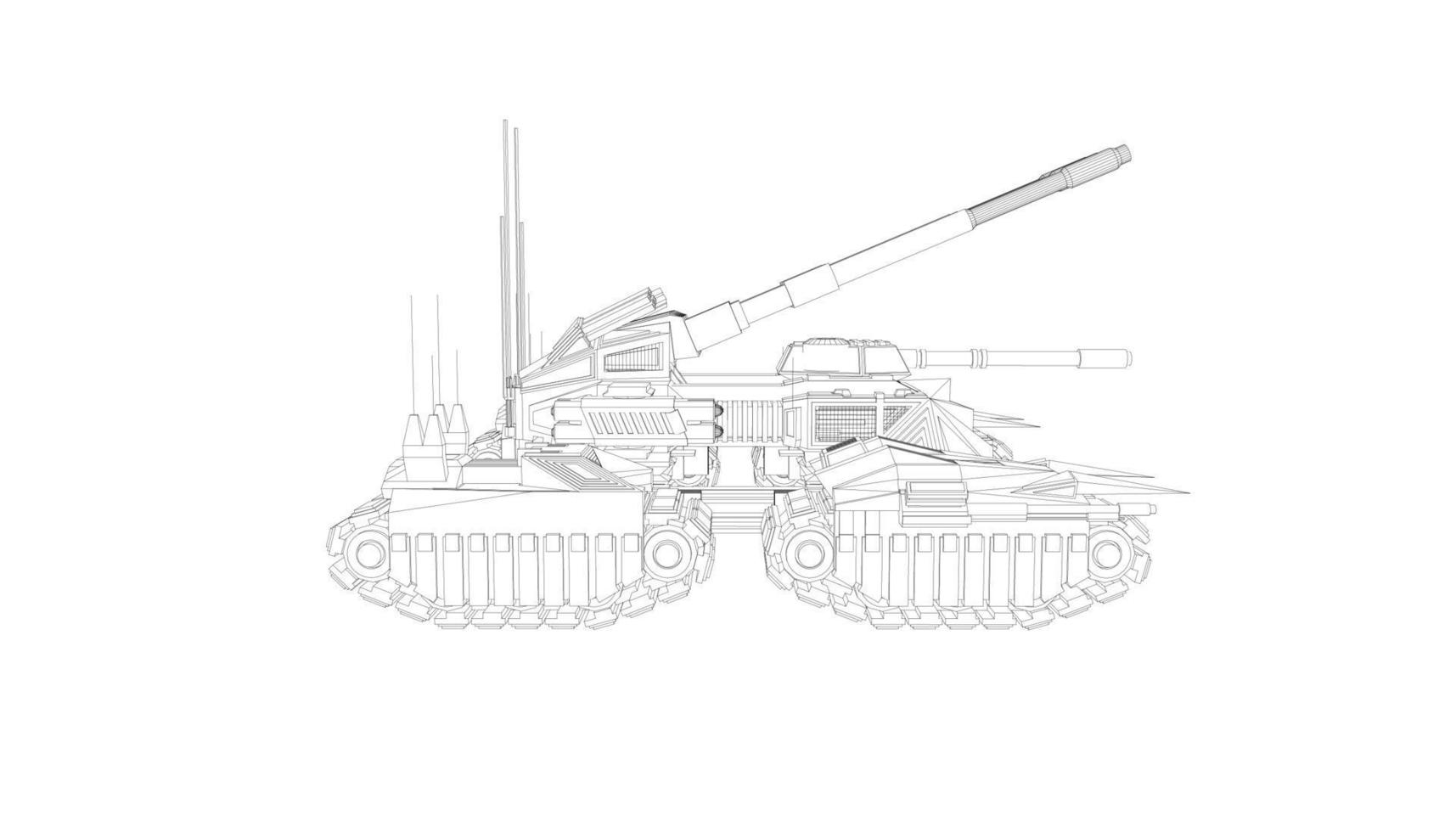 lijntekeningen van militaire tanks vector