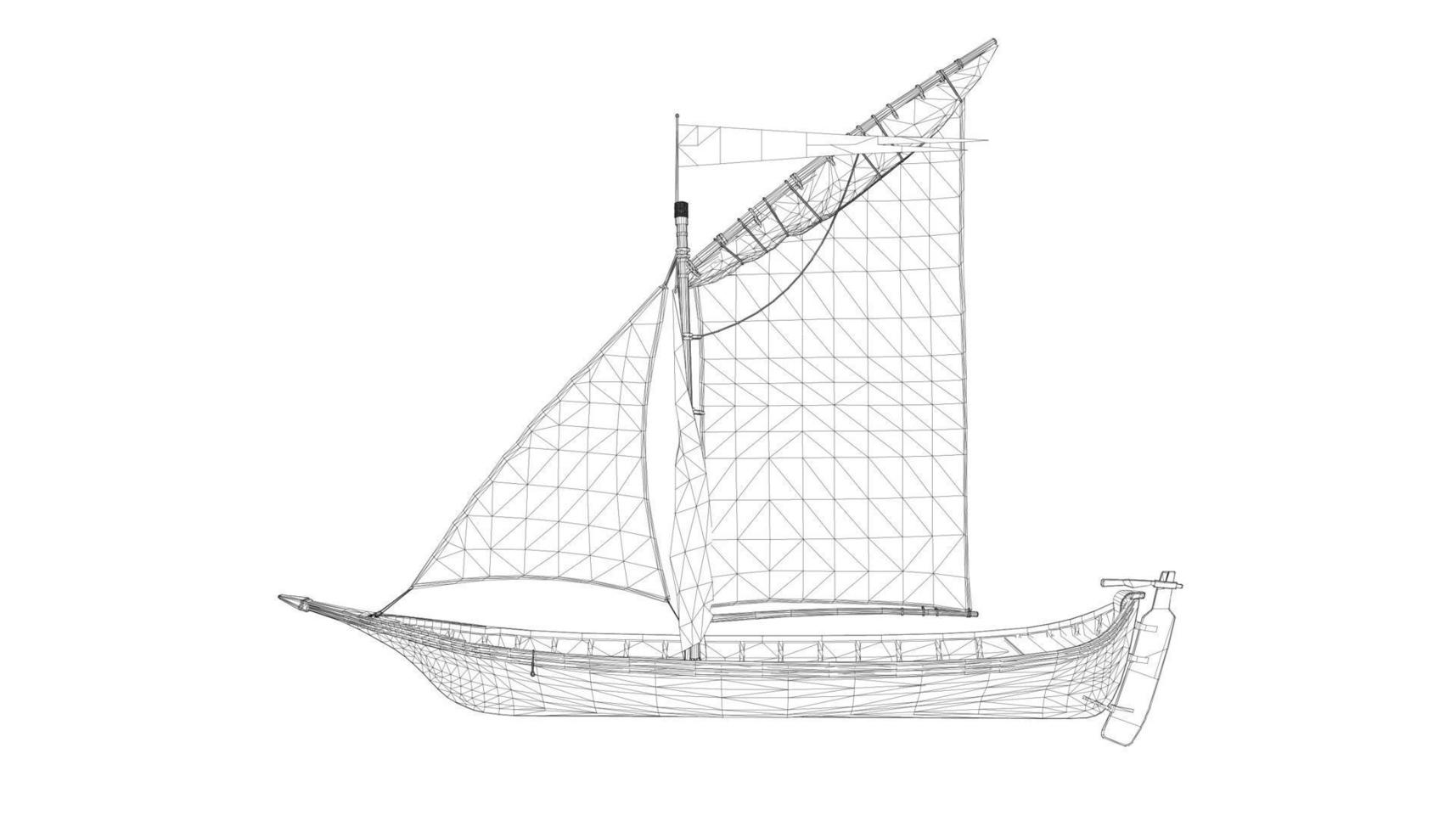 klassieke zeilboot in lineaire stijl vector