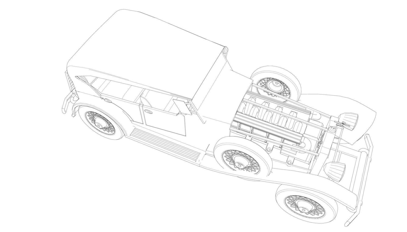 klassieke auto ontwerp lijntekeningen vector