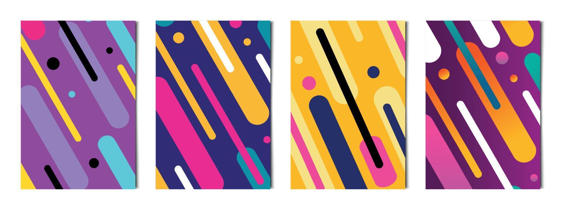 set van 4 stuks abstracte kleurrijke lijnvormen achtergronden, sjablonen voor reclame, visitekaartjes, texturen - vector