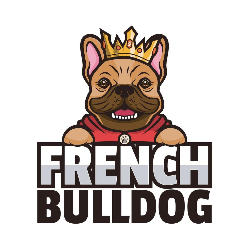 cartoon franse bulldog mascotte logo ontwerp vector