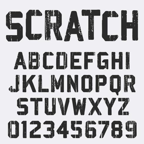 Gekrast alfabet lettertype sjabloon vector