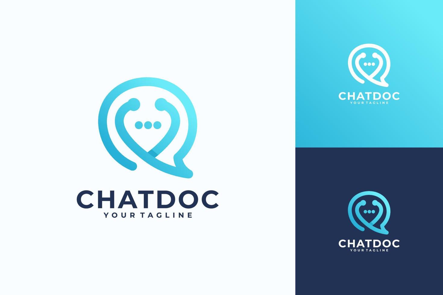 dokter online virtuele diensten logo-ontwerp. consultatie aan artsen via digitaal symbool voor illustratie op afstand vector
