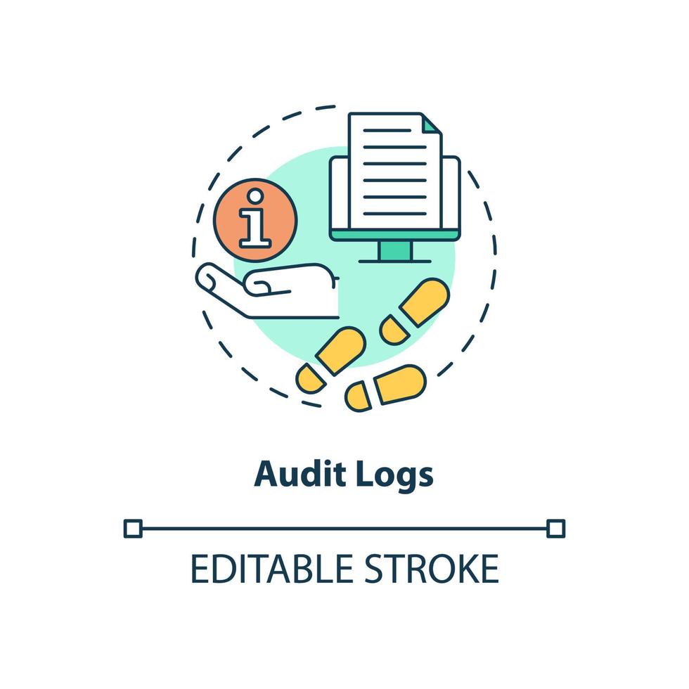 audit logs concept icoon. gevoelige informatie digitale bescherming abstracte idee dunne lijn illustratie. geïsoleerde overzichtstekening. bewerkbare streek. roboto-medium, talloze pro-bold lettertypen gebruikt vector