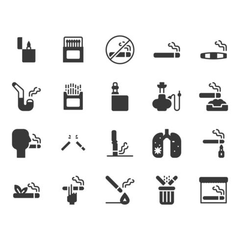 Roken en tabak icon set vector