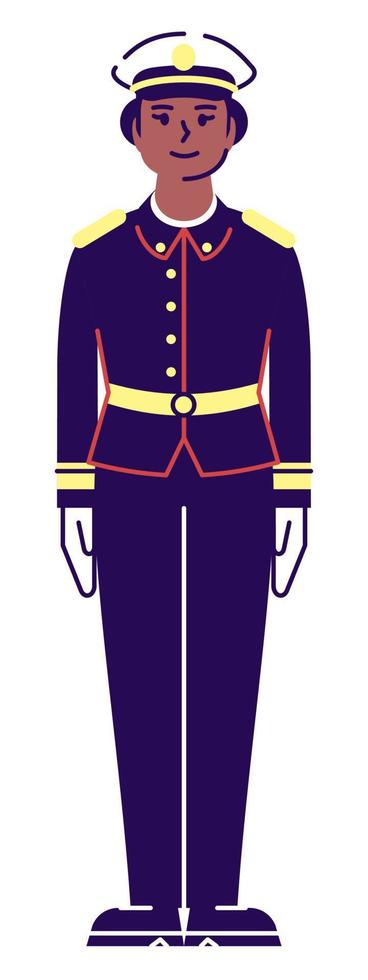 aangeworven marine semi platte rgb kleur vectorillustratie. baan positie. vrouwelijke mariniers officier geïsoleerde stripfiguur op witte achtergrond vector