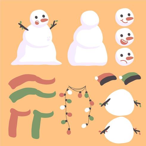 Kerst sneeuwpop karakter schepper ontwerp vector