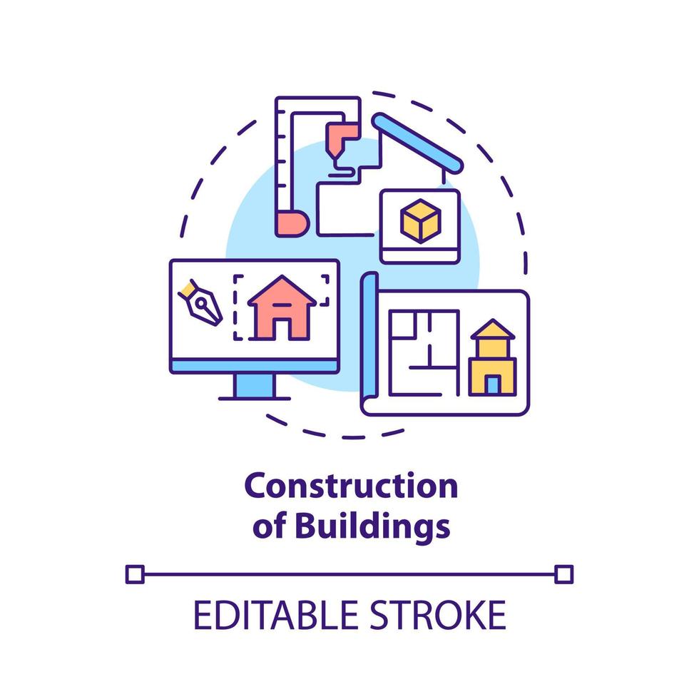 gebouwen bouw concept icoon. potentiële mislukkingen voorspelling abstracte idee dunne lijn illustratie. geïsoleerde overzichtstekening. bewerkbare streek. roboto-medium, talloze pro-bold lettertypen gebruikt vector