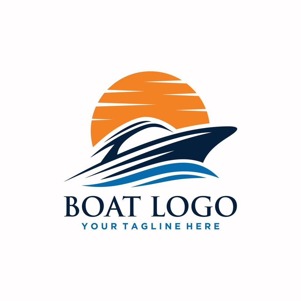 boot en zee logo teken ontwerp vector