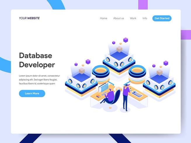 Landingspagina sjabloon van Database Developer vector