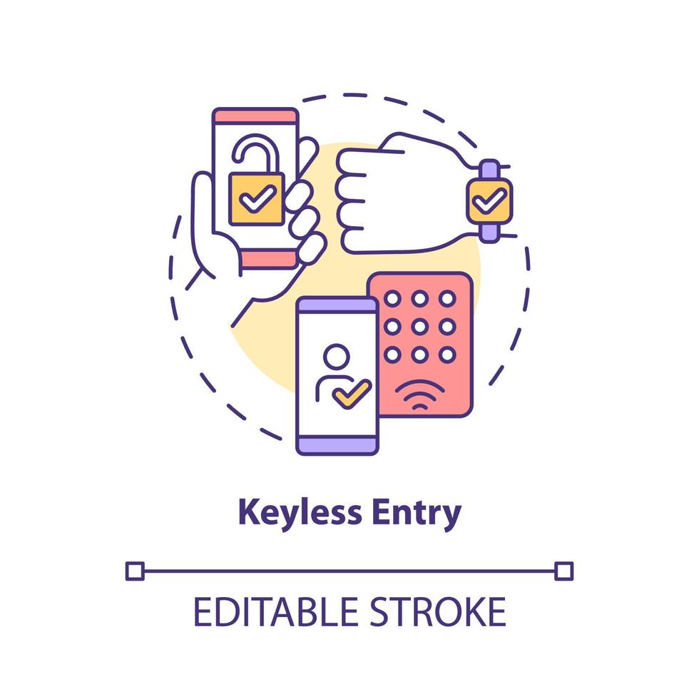 keyless entry concept icoon. slim slot. touchless systeem abstracte idee dunne lijn illustratie. geïsoleerde overzichtstekening. bewerkbare streek. roboto-medium, talloze pro-bold lettertypen gebruikt vector