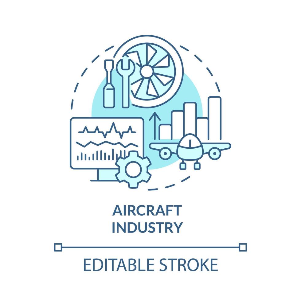 vliegtuigindustrie turquoise concept icoon. digitale replica creatie abstract idee dunne lijn illustratie. geïsoleerde overzichtstekening. bewerkbare streek. roboto-medium, talloze pro-bold lettertypen gebruikt vector