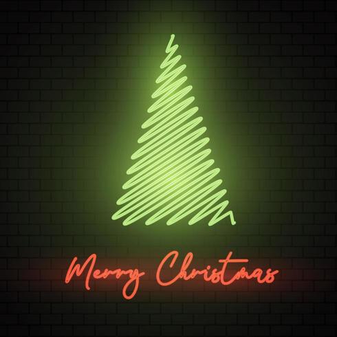 Neon kerstboom teken vector