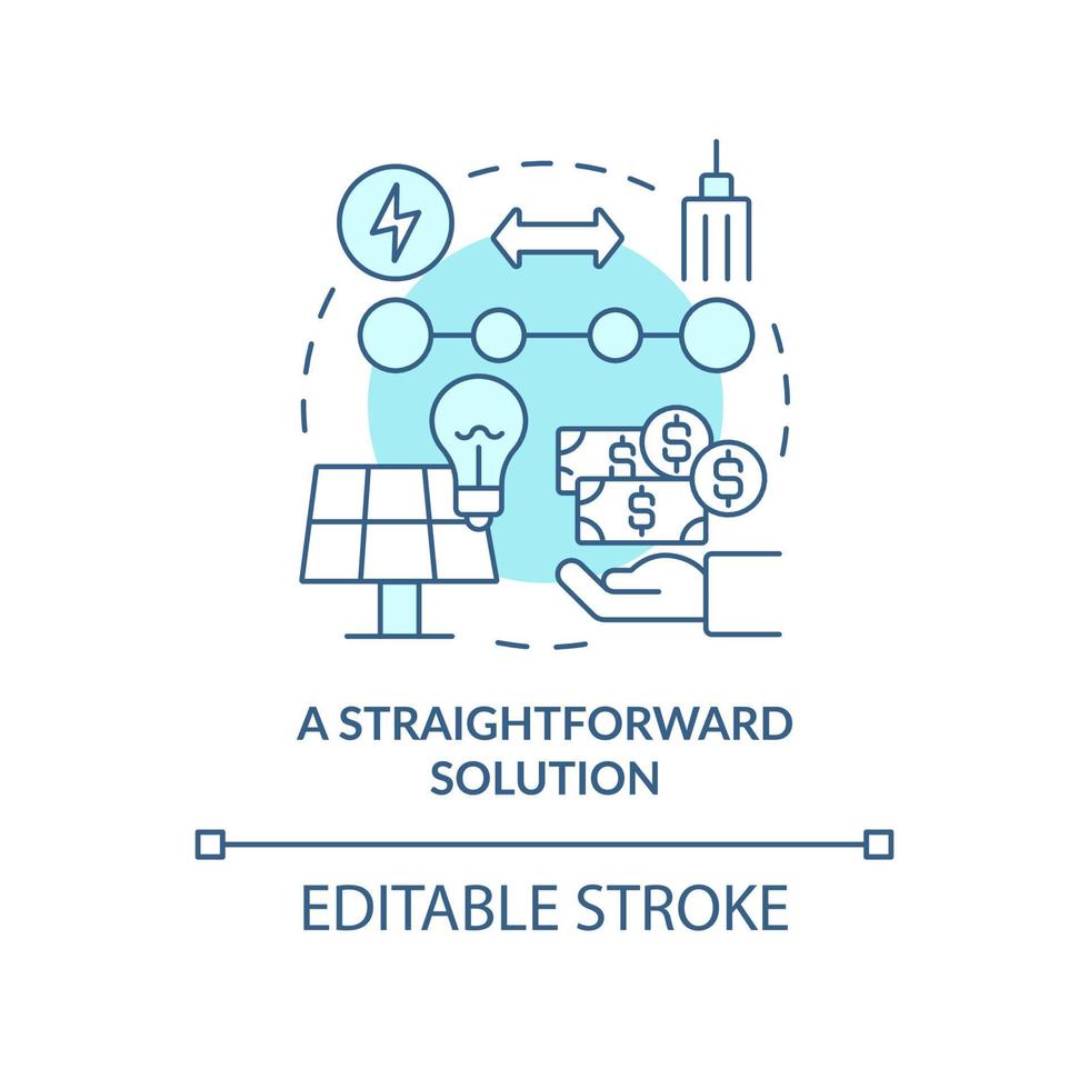rechttoe rechtaan oplossing turquoise concept icoon. toegang tot zonne-energie. voordelen van ppa abstracte idee dunne lijn illustratie. geïsoleerde overzichtstekening. bewerkbare streek. arial, talloze pro-bold lettertypen gebruikt vector