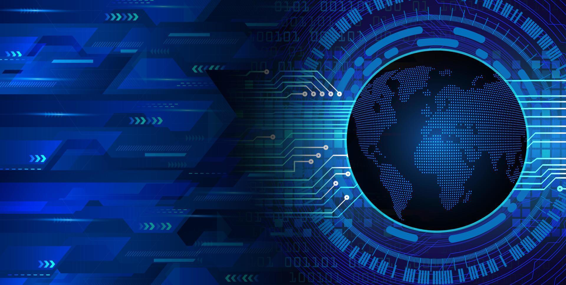 wereld binaire printplaat toekomstige technologie, blauwe hud cyber security concept achtergrond vector