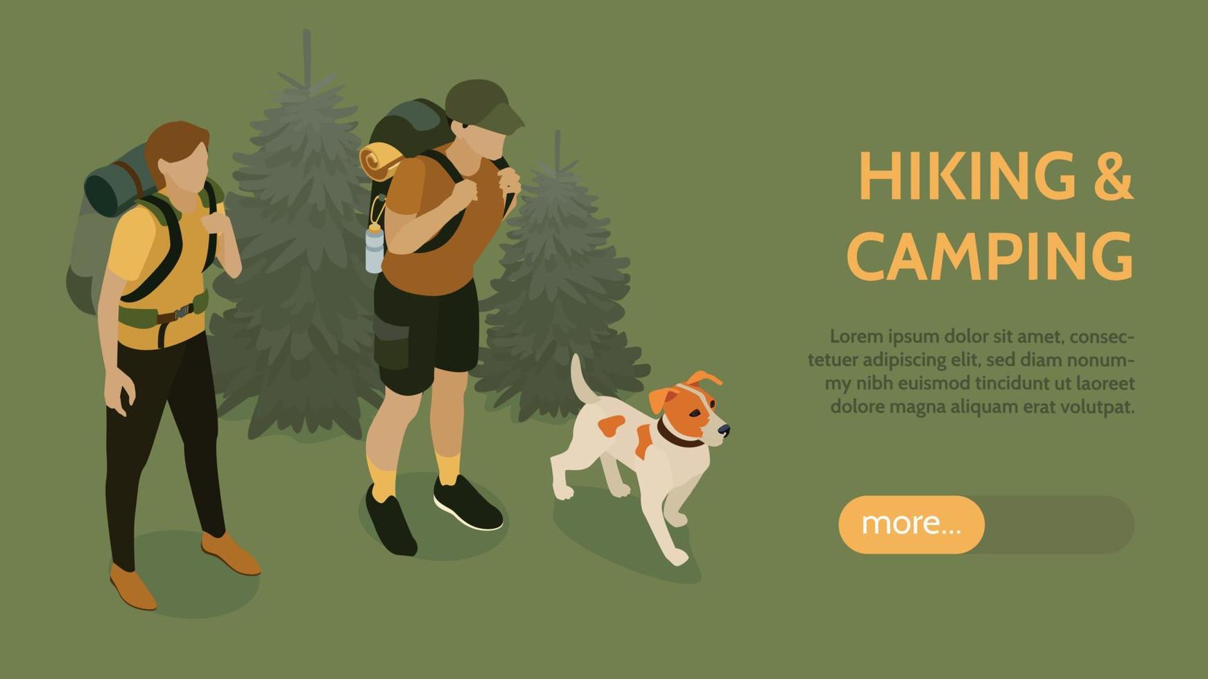 wandelen camping horizontale banner vector