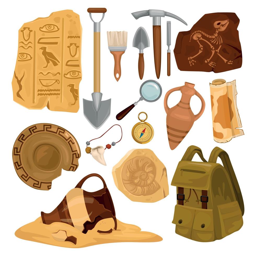 oude artefacten icon set vector