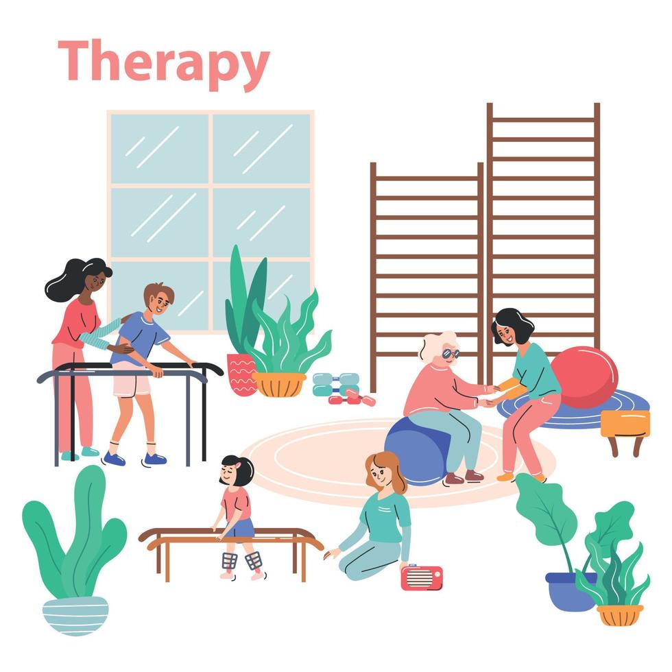 fysiotherapie en revalidatie concept illustratie vector