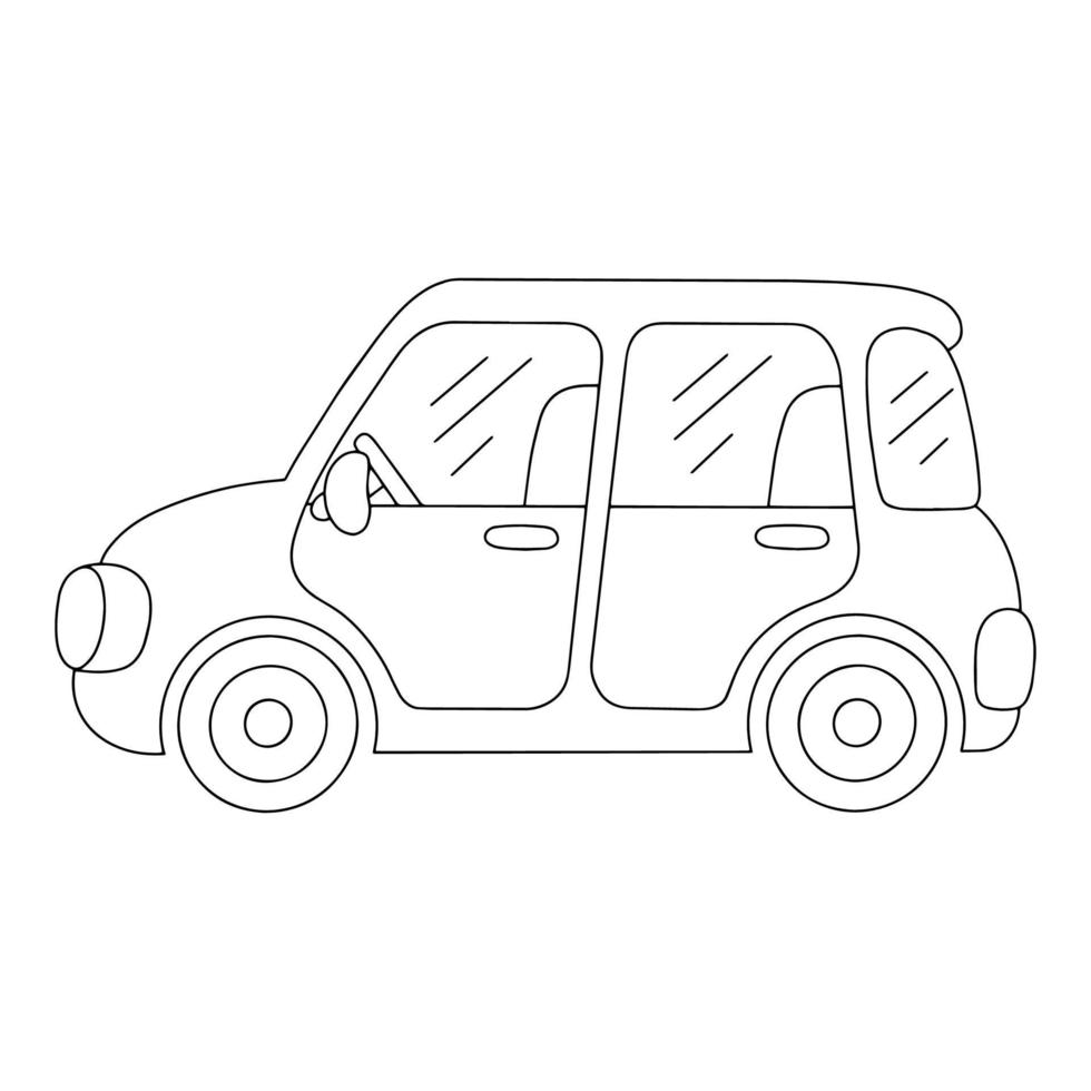 kleurboekpagina voor kinderen. mooie auto. cartoon-stijl. vectorillustratie geïsoleerd op een witte achtergrond. vector