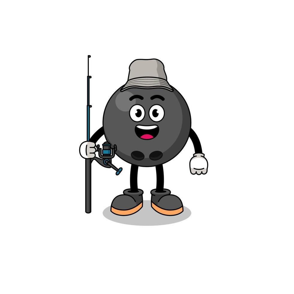 mascotte illustratie van bowlingbal visser vector