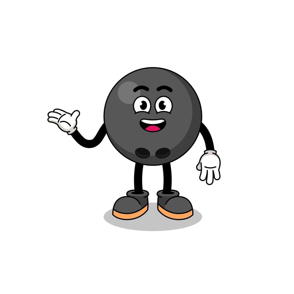 bowlingbal cartoon met welkom pose vector