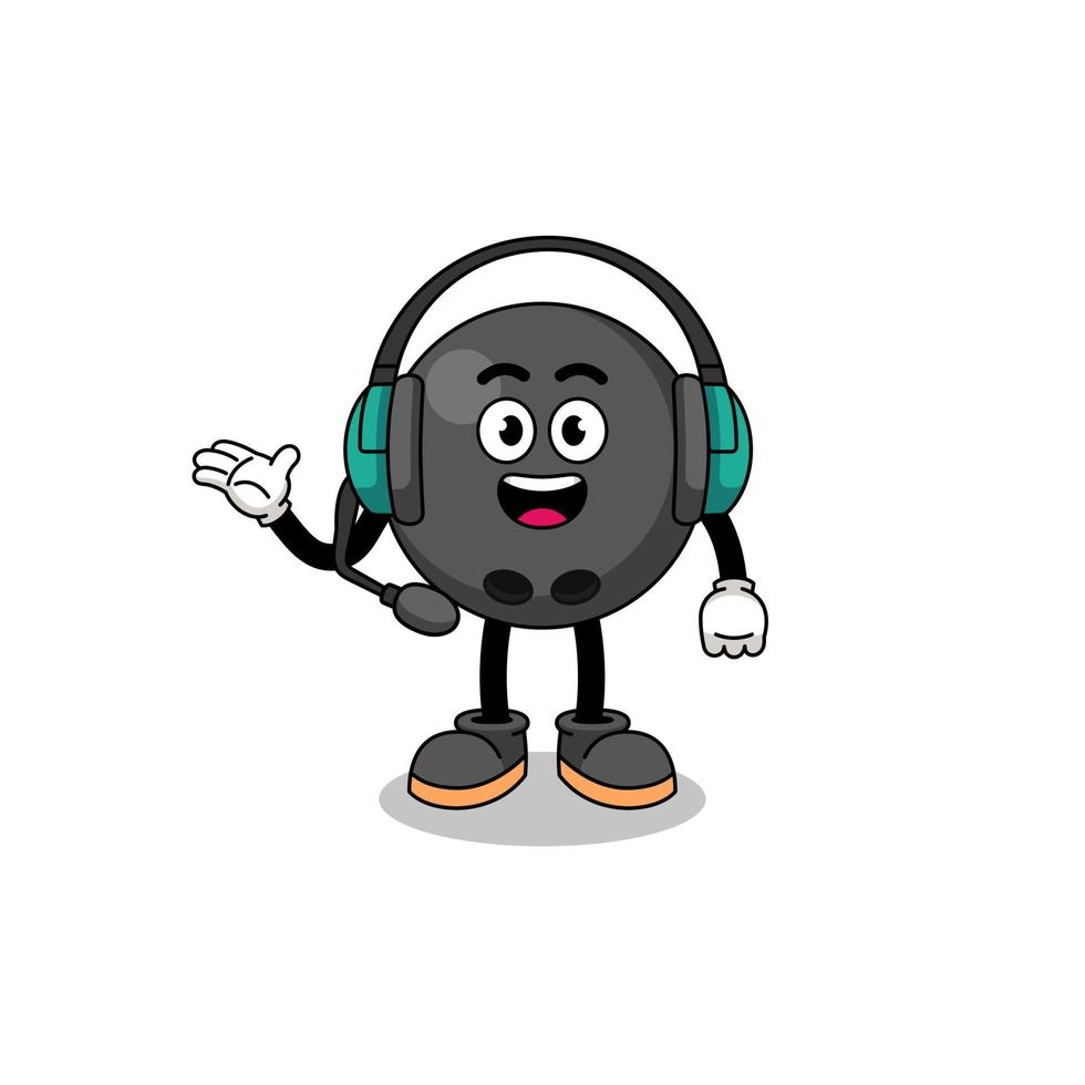 mascotteillustratie van bowlingbal als klantenservice vector