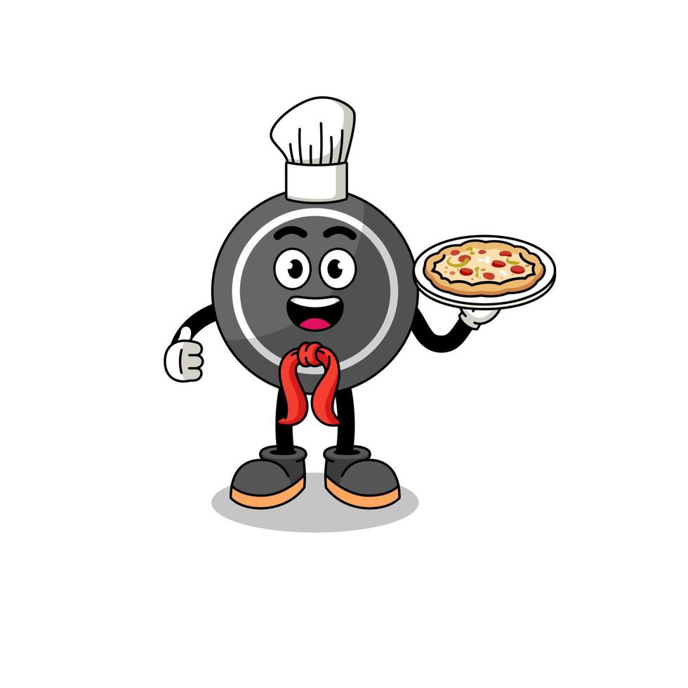 illustratie van hockeypuck als een Italiaanse chef-kok vector