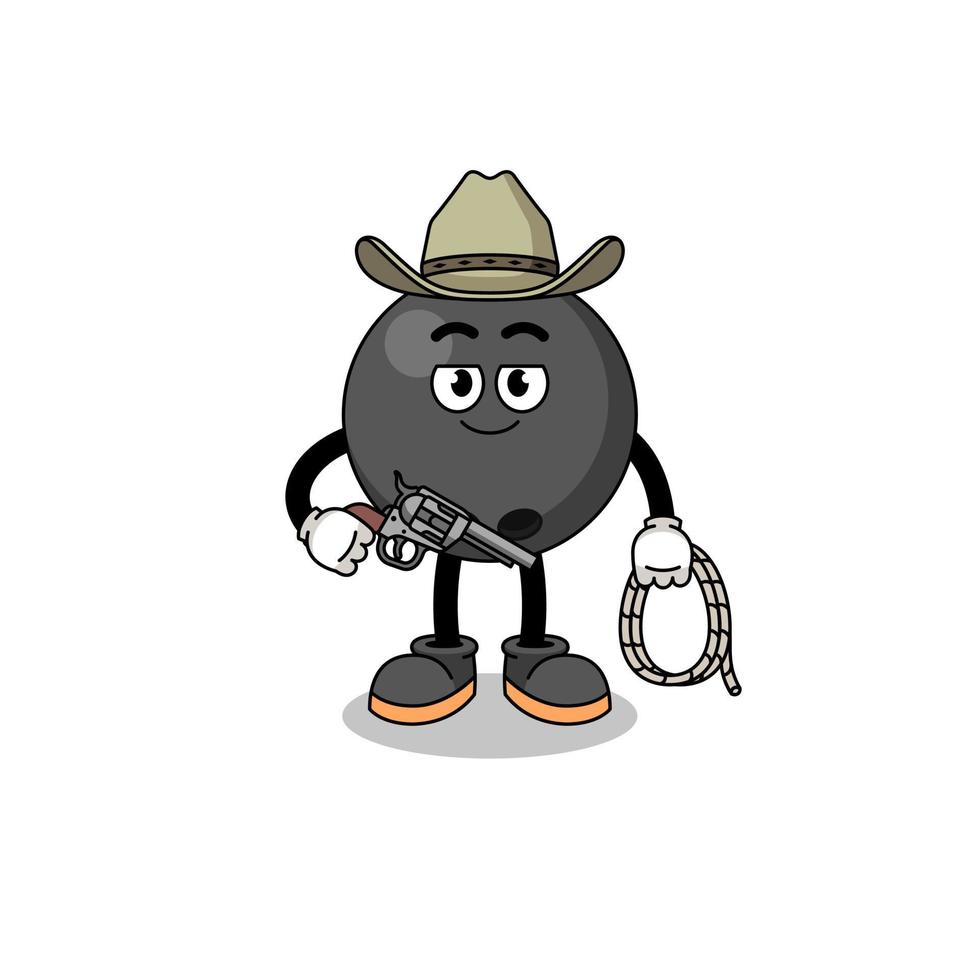 karaktermascotte van bowlingbal als cowboy vector