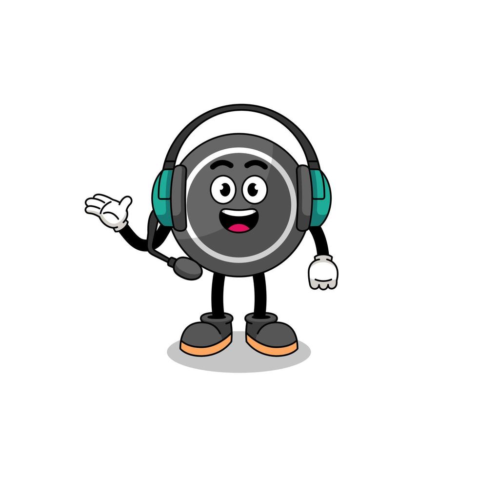 mascotteillustratie van hockeypuck als klantenservice vector