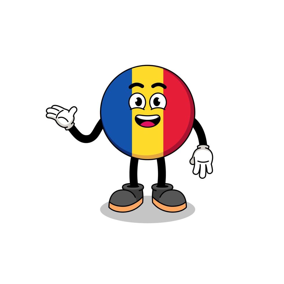 Roemenië vlag cartoon met welkom pose vector