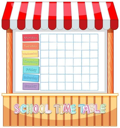 School tijdschema sjabloon met hut thema vector