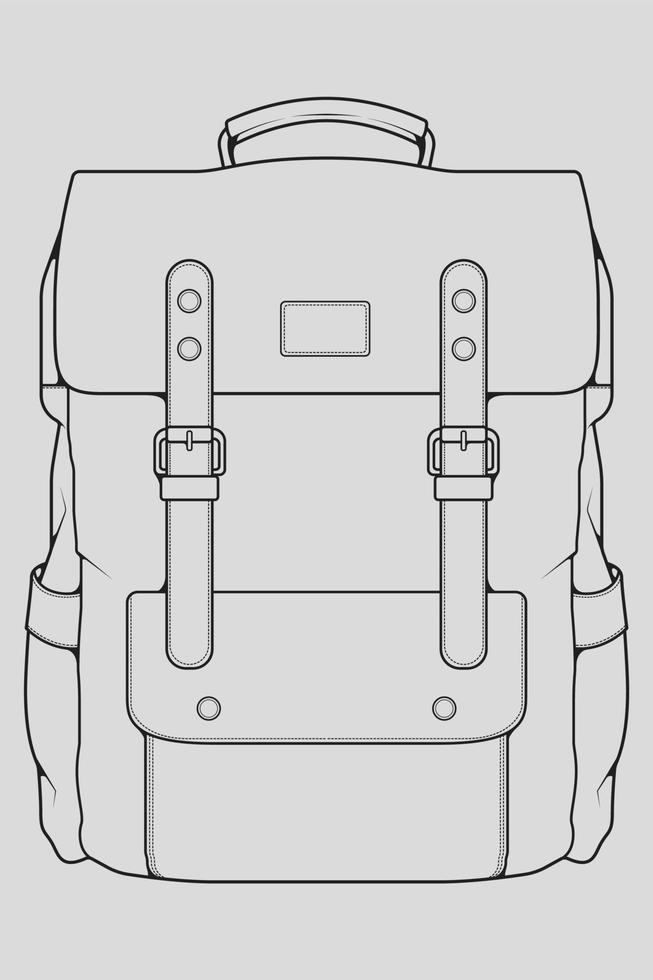 schets van een rugzak. rugzak geïsoleerd op een witte achtergrond. vectorillustratie van een schetsstijl. vector