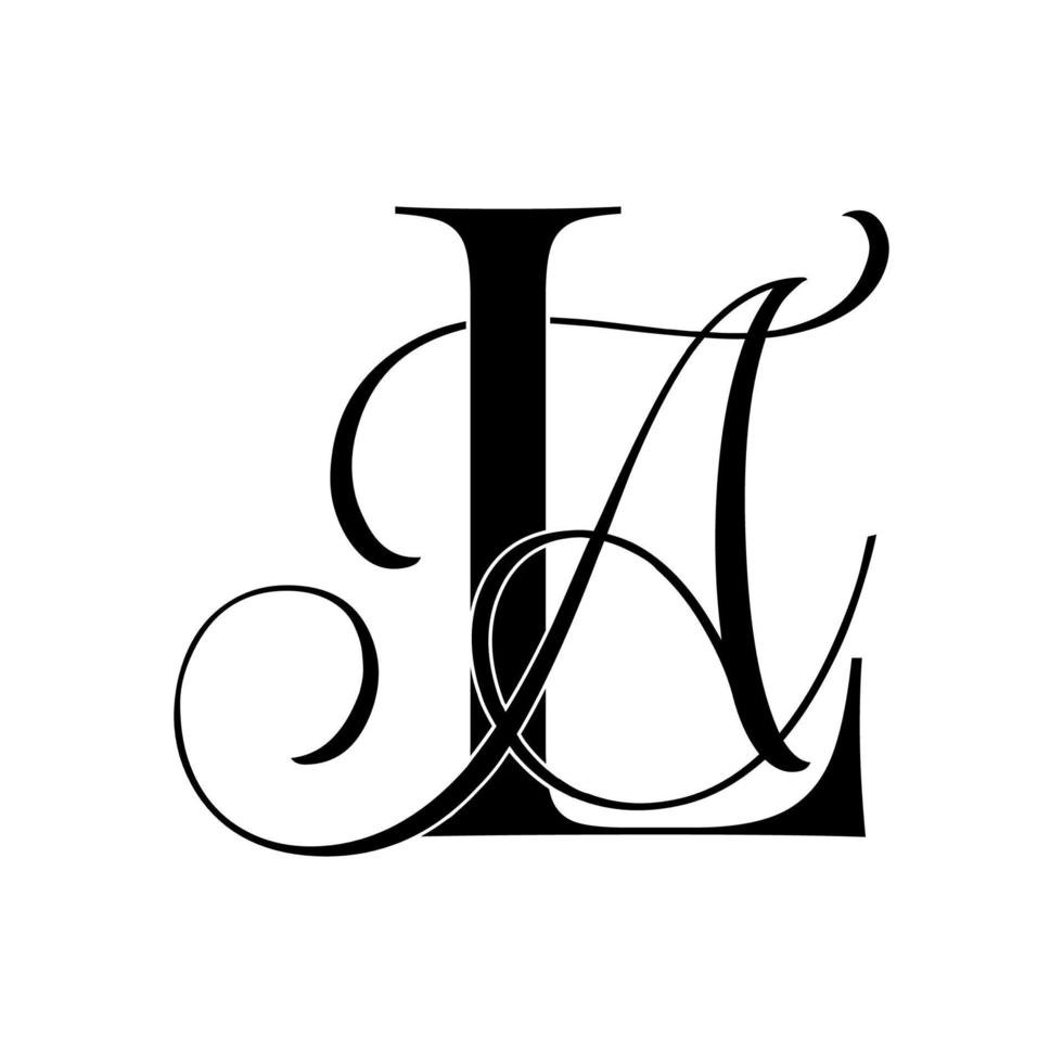 la, al, monogram-logo. kalligrafisch handtekeningpictogram. bruiloft logo monogram. moderne monogram symbool. koppels logo voor bruiloft vector
